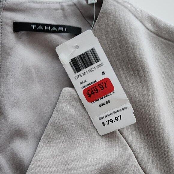 Tahari beige greige fitted dress - Picture 8 of 12